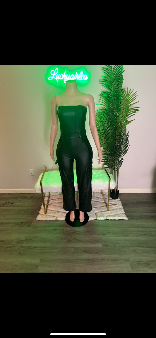 Black Leather Jumpsuit
